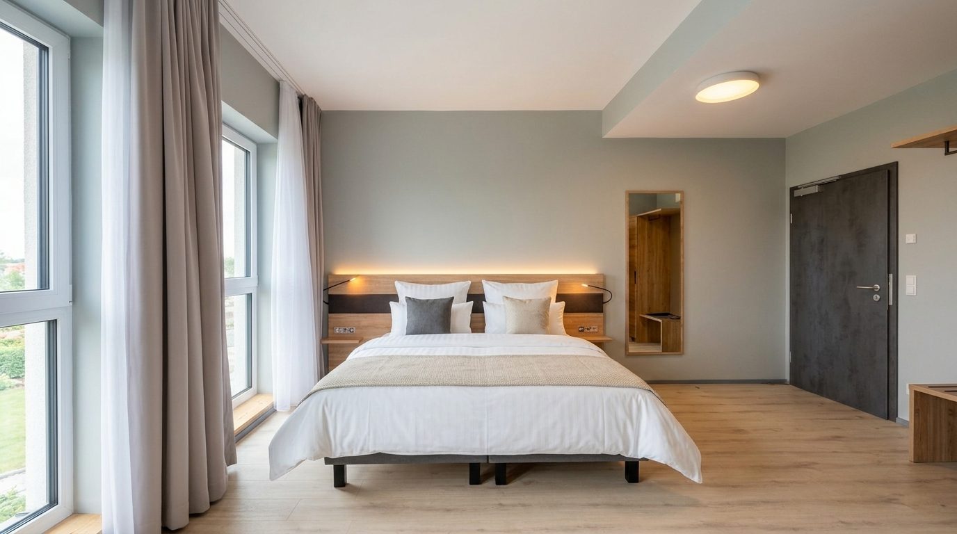 Schlafbereich mit Doppelbett